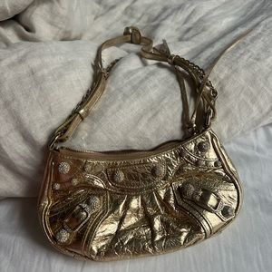 Balenciaga gold metallic mini purse